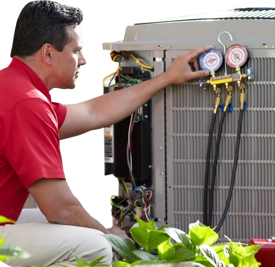 HVAC technician working on a heating and cooling system, representing Dave’s Services, a trusted HVAC company providing AC repair, furnace maintenance, HVAC installation, and preventive service in Troy, Tipp City, Piqua, Vandalia, West Milton, and Pleasant Hill. Contact us now for help with HVAC company, HVAC company near me, local HVAC services, heating and cooling company, AC repair company, furnace repair company, HVAC installation near me, air conditioning repair near me, furnace service near me, HVAC maintenance, preventive HVAC service, emergency HVAC repair, residential HVAC services, commercial HVAC company, licensed HVAC contractors, heating and air conditioning repair, Bryant HVAC dealer, energy-efficient HVAC systems, HVAC inspection, HVAC replacement, air conditioner installation, heating system maintenance, HVAC tune-up near me, HVAC repair experts, local heating and cooling specialists, reliable HVAC company near me, trusted HVAC technicians, professional HVAC repair services.